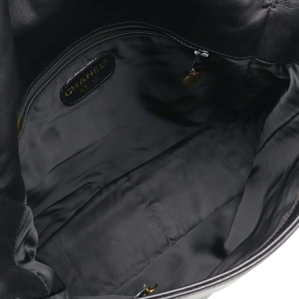 CHANEL Black Leather Logo Shoulder Bag - Picture 6 of 9